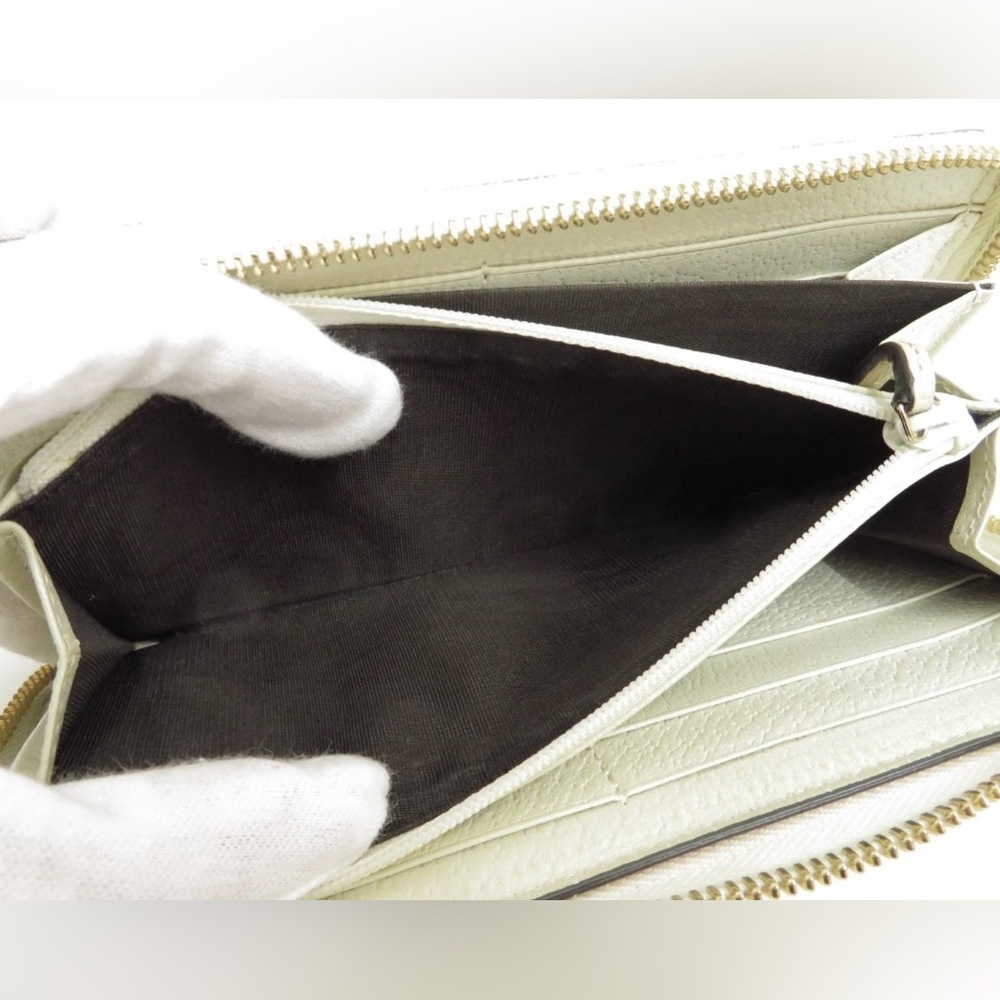 ✨🛍️ Gucci GG Supreme Flora Ophidia Zip Around Wallet with Ivory Leather - Picture 4 of 7